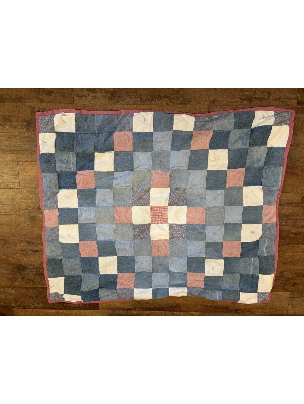 Vintage Denim Patchwork Quilt